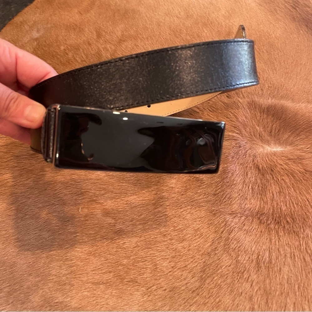 Banana Republic Black Leather Belt Black Metal Buckle